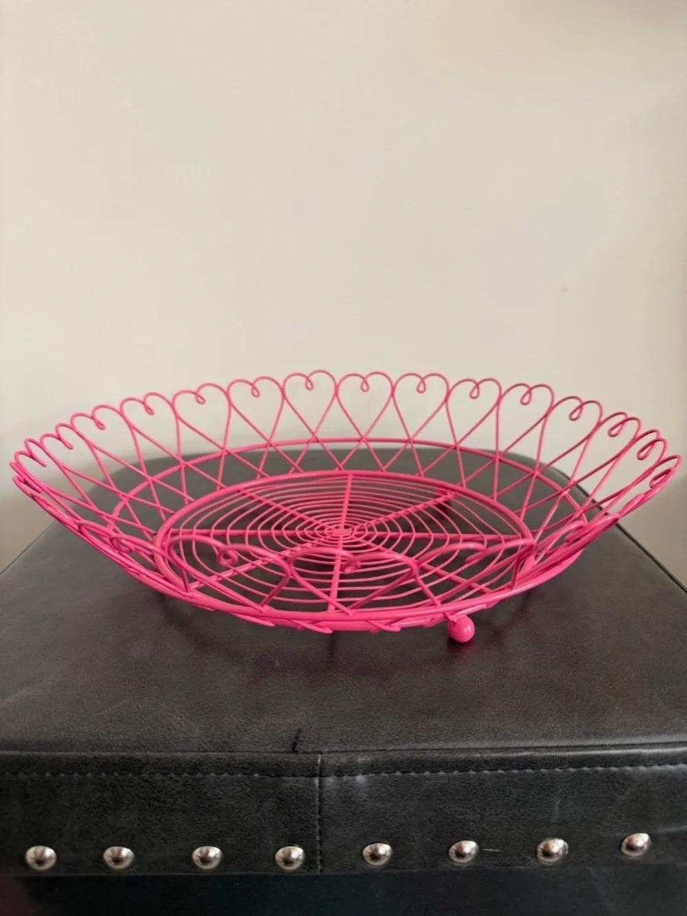 Hot Pink Heart Wire Fruit Bowl/Basket